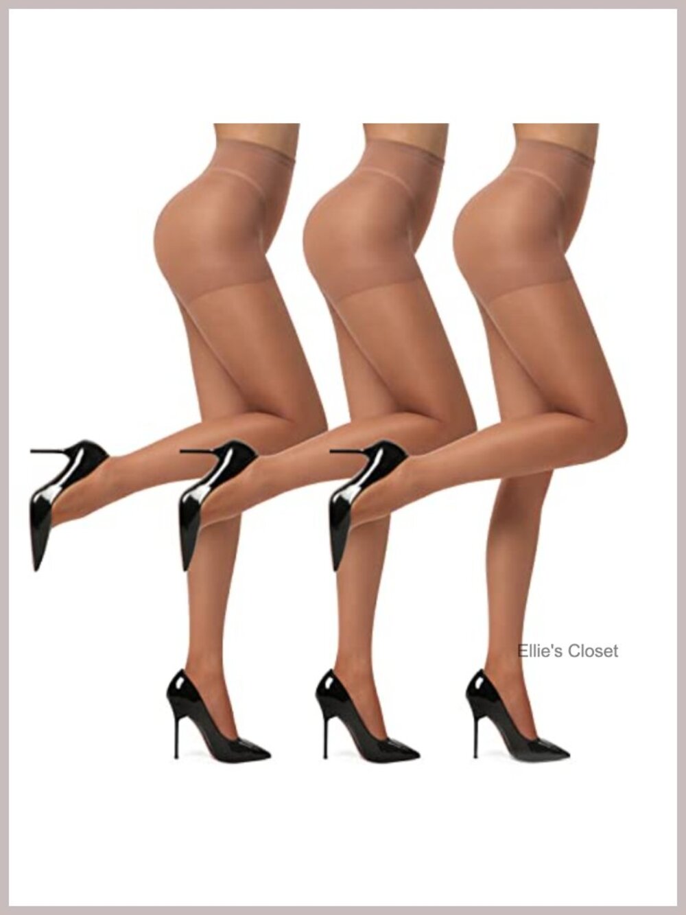 3 Pack Sheer Pantyhose High Waist Control Top 20D Reinforced Toe Hosiery